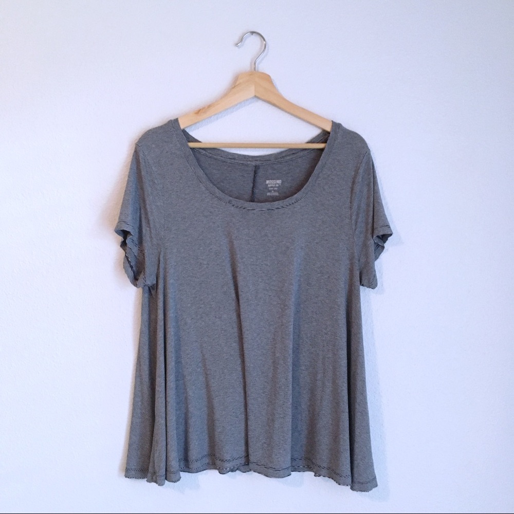 4/$25 Blue & White Striped Flowy Short Sleeve Tee